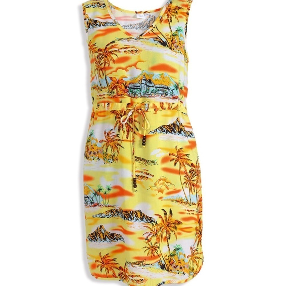 Palmwave Hawaii Scenery Sleeveless Dress